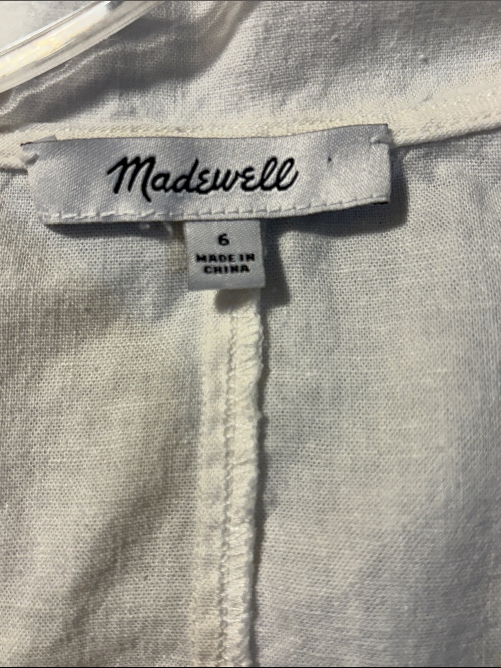 Madewell Cream Peter Pan Collar Linen Blend Ruffled-Collar Button-Up Top 6 - Picture 6 of 7